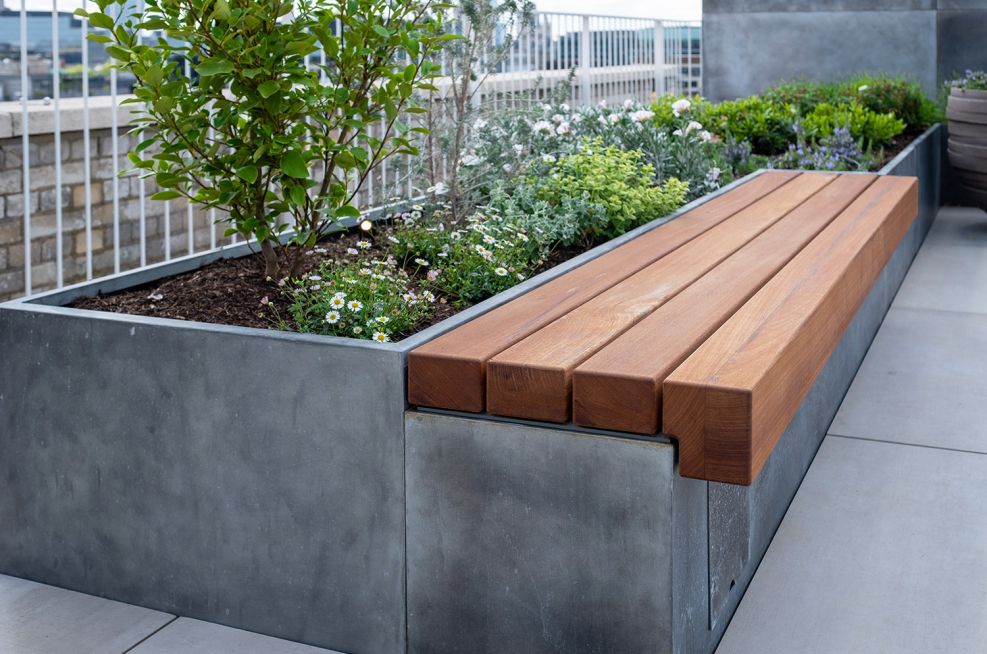 Planters with bench 2025 seating